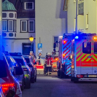 In Bad Friedrichshall stehen nach einem Unfall mit einem Vierjährigen Polizei- und Rettungswagen in einer Straße. 