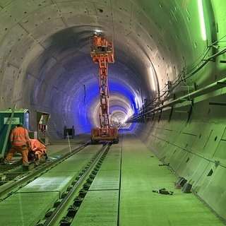 Blick in die Baustelle des Rastatter Eisenbahntunnels