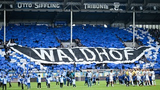 Fans des SV Waldhof Mannheim bei einer Choreo auf der Otto-Siffling-Tribüne