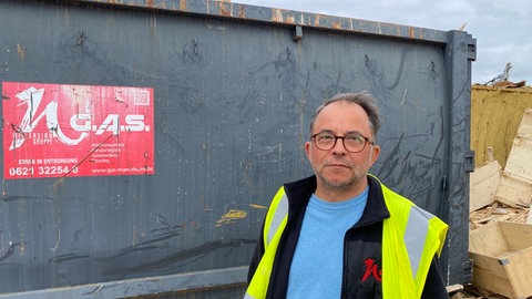 Harald Klöden, Chef der Recyclingfirma G.A.S auf der Friesenheimer Insel in Mannheim