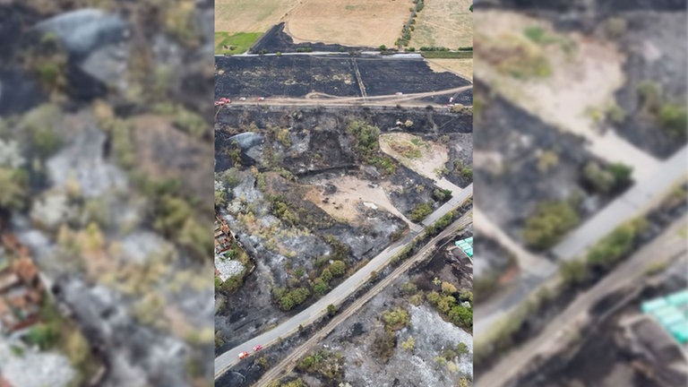 Flächenbrand in Mannheim von oben
