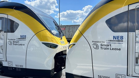 Auf dem Giga-Train ist das Logo der Siemens-Tochter Smart Train Lease zu erkennen