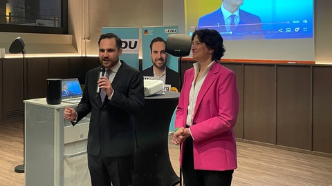 Die CDU-Kandidierenden in Stuttgart, Maximilian Mörseburg und Elisabeth Schick-Ebert