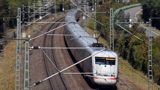 Ein ICE der Deutschen Bahn fährt bei Wiesental auf der Schnellfahrstrecke Mannheim-Stuttgart (Archivbild)
