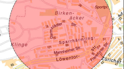 Die Sperrzone zur Bombenentschärfung in Stuttgart.
