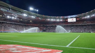 Die MHP Arena in Stuttgart vor dem ersten Heimspiel des VfB Stuttgart in dieser Saison. 