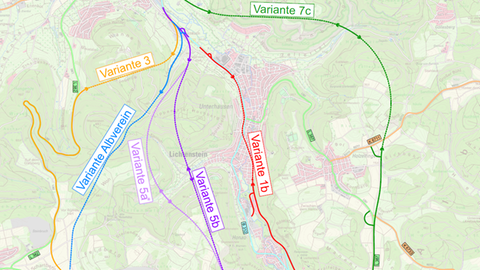 Die B312 bei Lichtenstein im Kreis Reutlingen soll verlegt werden - das steht schon länger fest. Jetzt hat das Tübinger Regierungspräsidium bekanntgegeben hat, welche neuen Strecken es bevorzugt. Die Gemeinde Lichtenstein ist überrascht.