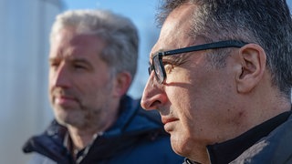 Cem Özdemir, Grüne und Boris Palmer, parteilos bei einer Wahlkampfveranstaltung 2026