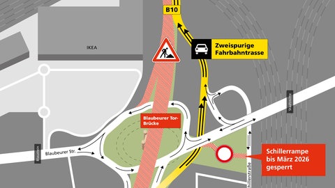 Der Plan: So kommen Auto- und LKW-Fahrer während der dreijährigen Bauzeit des Blaubeurer Tor-Tunnels durch Ulm