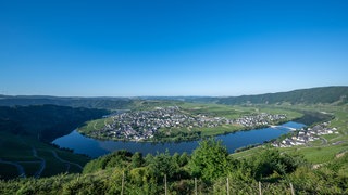 Die Moselschleife beim Weinort Piesport. Aus Sicht des rheinland-pfälzischen Landesrechnungshofes hat das Land zu viele und zu kleine Gemeinden.