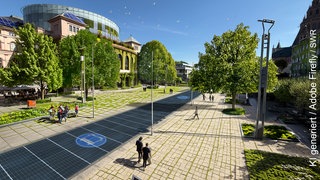 Der Gutenbergplatz in Mainz mithilfe einer KI begrünt