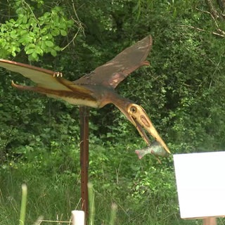 Eine Skulptur des ältesten Flugsauriers