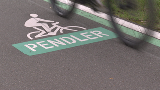 Ein Rad-Symbol für eine Pendler-Radroute auf dem Asphalt. Fehlende Strecken in RLP sollen bald ausgebaut werden.