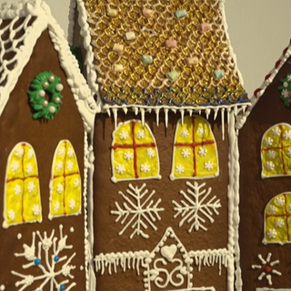 Eines der Lebkuchenhäuser beim Lebkuchen-Bau-Wettbewerb in Mainz