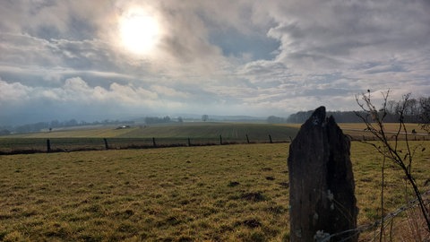 Feld bei Otterberg an einem Wintertag im Februar