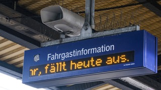 Fahrgastinformation Bahnsteig, Zug fällt aus.