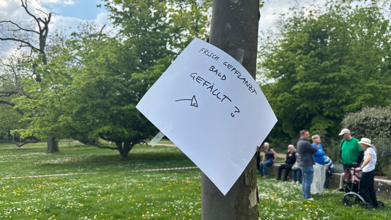 Protest mit Menschenkette gegen Kita im Alwin-Mittasch-Park in Ludwigshafen 
