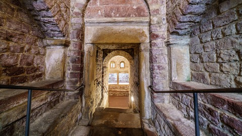 Ein Blick in das Innere der Mikwe in Worms. Das jüdische Ritualbad wird wieder eröffnet. 