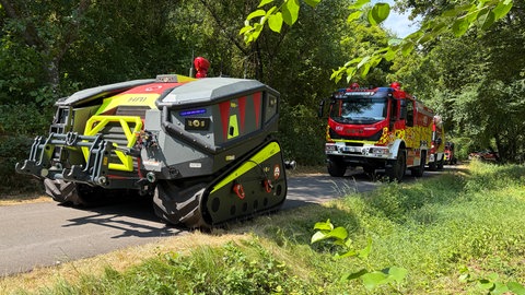 Der Löschroboter, der die Einsatzkräfte beim Waldbrand bei Traisen unterstützen soll. 