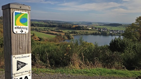 Blick vom Eifelsteig auf das Schalkenmehrener Maar