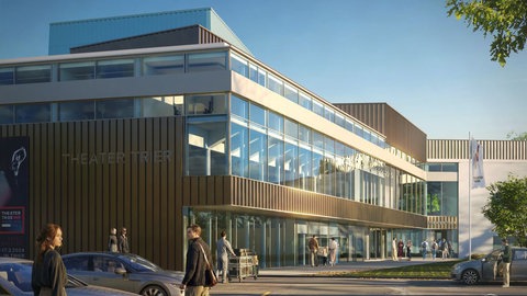 Der neugebaute Orchesterprobesaal soll das Theater zur Stadt hin öffnen.