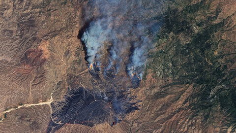 Ein Buschfeuer im US-Bundesstaat Arizona, aufgenommen vom Satelliten "Landsat 8".