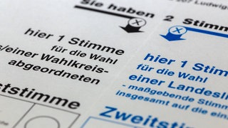 Stimmzettel mit Erst- und Zeitstimme für eine Bundestagswahl (Symbolbild)