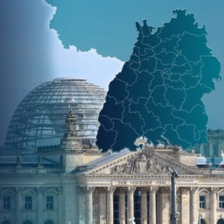 Symbolbild mit allen Wahlkreisen in BW für die Bundestagswahl 2025