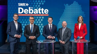 Die Spitzenkandidaten von Grünen, CDU und AfD in der SWR-Sendung "Die Debatte"