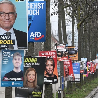 Viele Wahlplakate an einer Straße: Der Landtagswahlkampf in Baden-Württemberg geht zu Ende.