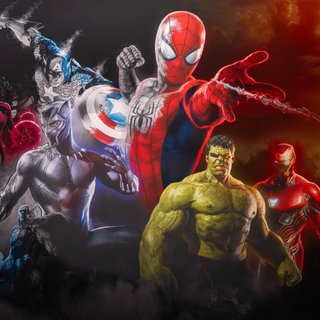 MARVEL-Wand mit berühmten Figuren: Spiderman, Hulk Iron Man, Black Panther u.a.