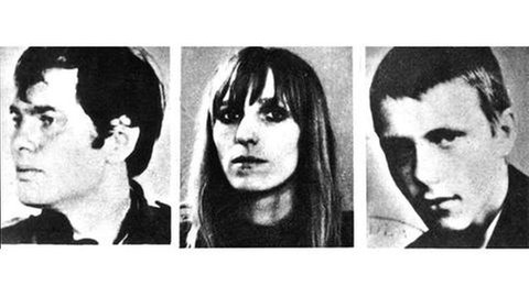 Die RAF-Terroristen Andreas Baader, Gudrun Ensslin und Jan-Carl Raspe