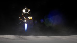 An der Spitze einer Falcon-9-Rakete startet eine Sonde der NASA in Richtung Mond aufbrechen und soll dort landen. Gebaut hat die Sonde "IM1" das US-amerikanische Raumfahrtunternehmen Intuitive Machines.