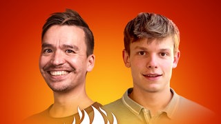 Fabian Schön und Bob Blume auf dem Podcast-Cover von "Die Schule brennt – Mit Bob Blume"