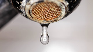 Wassertropfen fällt aus einem mit Rost und Kalk verschmutzten Wasserhahn: Der tropfende Wasserhahn gehört zu den Klassikern der Chaosforschung: Wie chaotisch oder geordnet ist die Tropfenfolge?