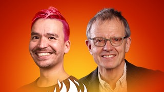 Michael Schratz und Bob Blume auf dem Podcast-Cover von "Die Schule brennt – Mit Bob Blume"