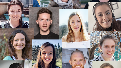 Collage aus Gesichtern junger Kollegen