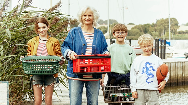 Verfilmung des Spiegel-Jahresbestsellers "Ein Sommer in Sommerby" von Kirsten Boie. Hauptdarsteller von links: Lotta Herzog, Johanna Gastdorf, Samuel Muller, Gregory Richters 