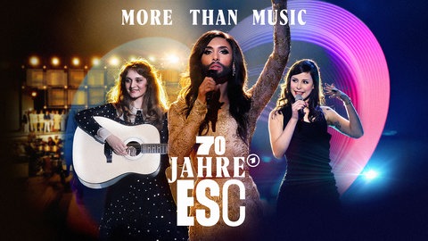 Jubiläumsdokumentation „70 Jahre ESC – More than Music“. Im Bild (v.l.n.r.): Nicole, Conchita Wurst, Lena Meyer-Landrut 