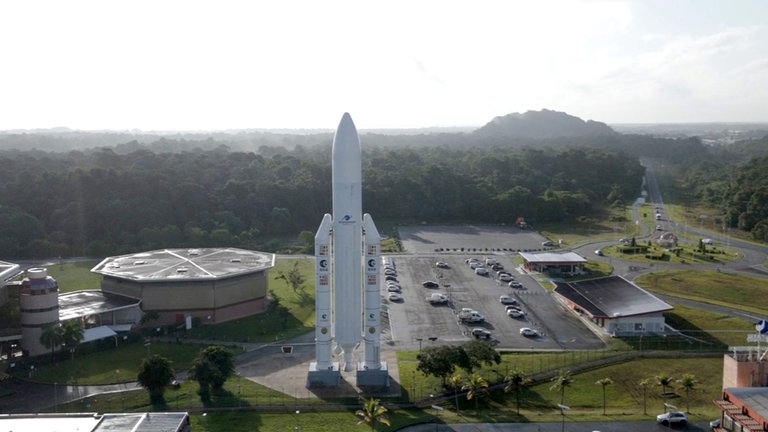 Ariane-Trägerrakete am europäischen Raumflughafen in Kourou in Französisch-Guayana.