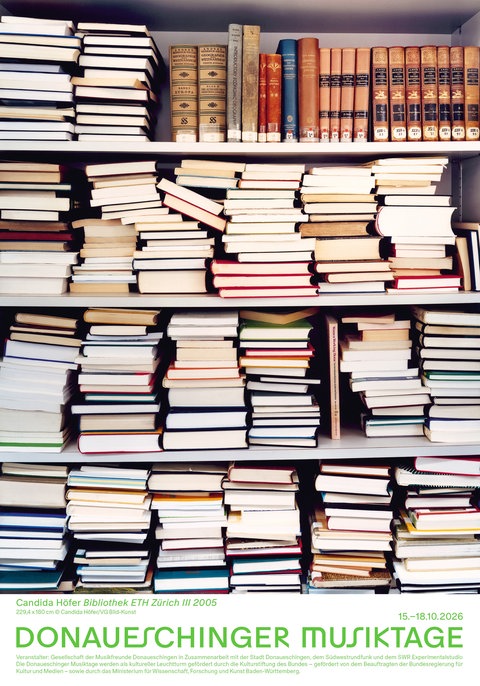 Künstler:innenplakt der Donaueschinger Musiktage 2026: „Bibliothek ETH Zürich III“ von Candida Höfer