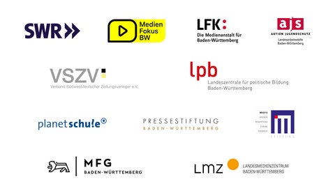 Die Logos der Partnerinstitutionen im Projekt Medienrechte für Kinder im Schuljahr 202526