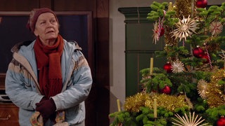 Lioba steht vor dem fallerschen Christbaum