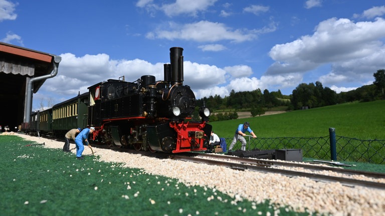 Modell oder Realität - beim Modellbahntag in Dischingen ergeben sich verblüffende Szenen.