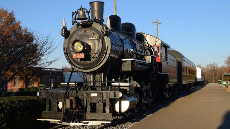 Dampflok im Transportation Museum in Spencer, North Carolina