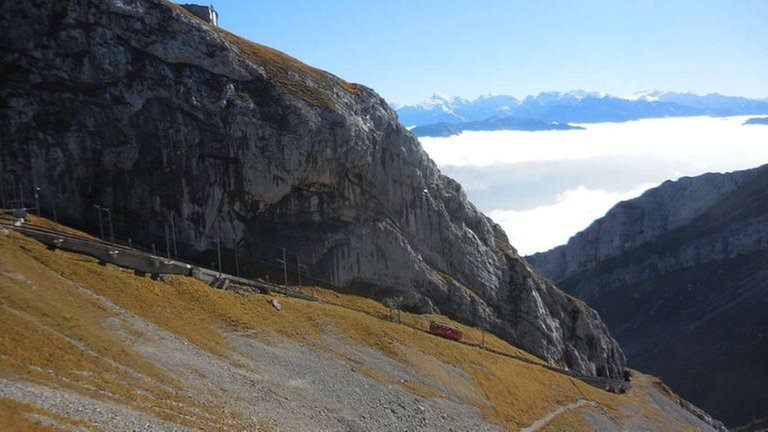 Pilatusbahn kurz vor der Bergstation