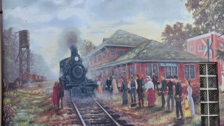 Die guten alten Zeiten leben auf einem Wandgemälde in Slidell, nördlich von New Orleans
