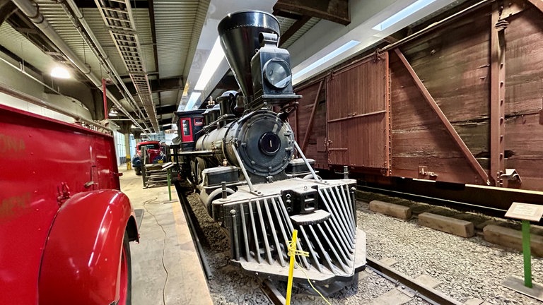 Die erste Dampflok, die jemals durch die Prärie in Manitoba fuhr, im Eisenbahn-Museum Winnipeg.