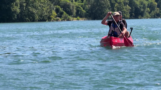 Mit dem Kanu auf dem Rhein