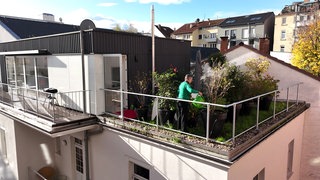 Dachterrasse eines sanierten Kutscherhauses in Stuttgart